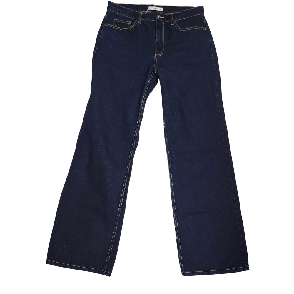 Mango MNG Dark Wash High Rise Straight Leg Denim Jeans Womens Sz 8 Indigo